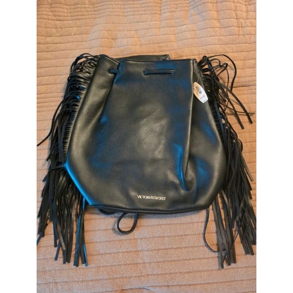 Victoria's Secret NWT Fringe Backpack Purse Black
